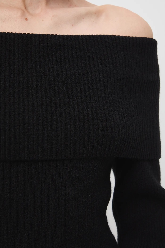 Sweter damski z odkrytymi ramionami RW25-SWDA05 czarny