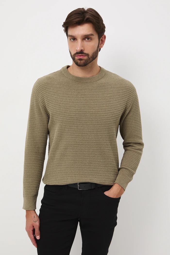 Sweter męski z fakturą RW25-SWM070 zielony RW25