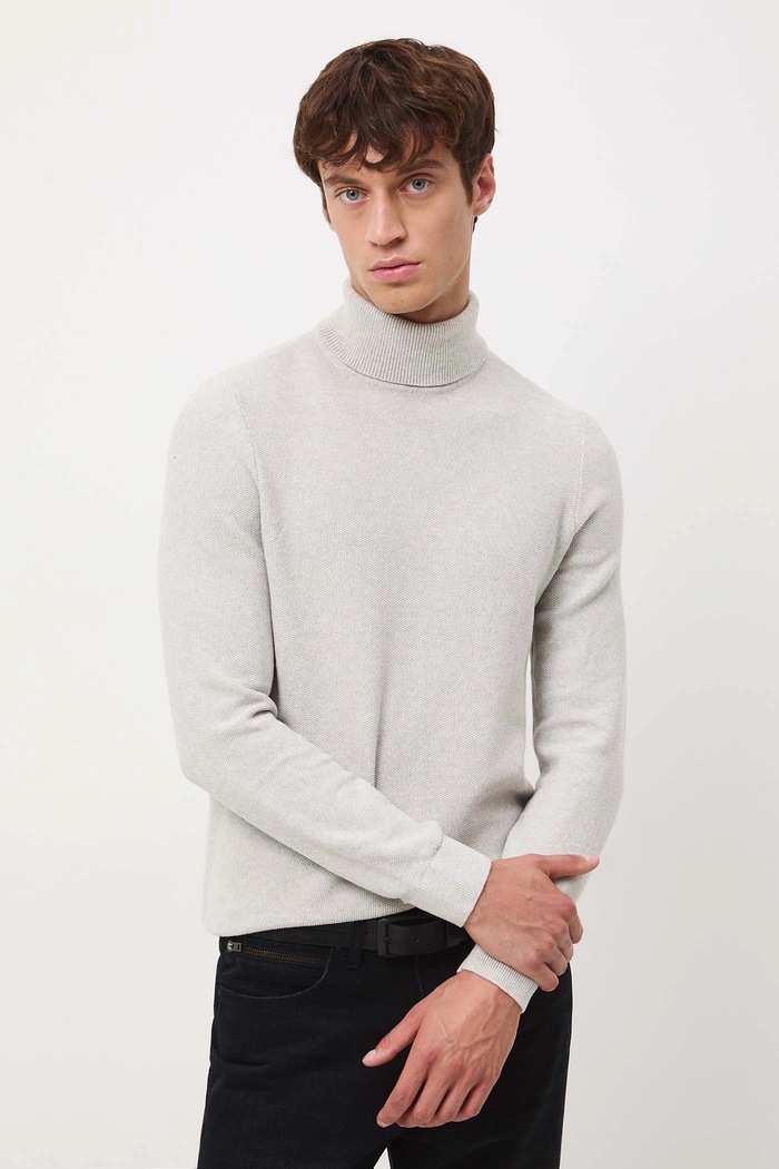 Sweter bawełniany męski melanżowy szary RW25-SWM072
