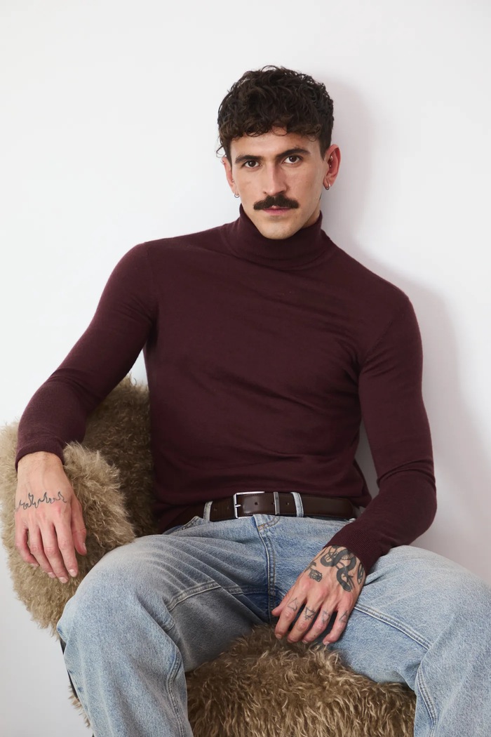 Medicine Sweter z wełny merino brązowy RW25-SWM700