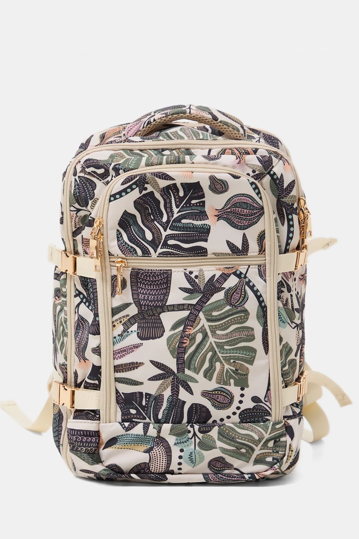 Plecak podróżny kabinowy z motywem roślinnym wzorzyste multicolor RW25-TPD303