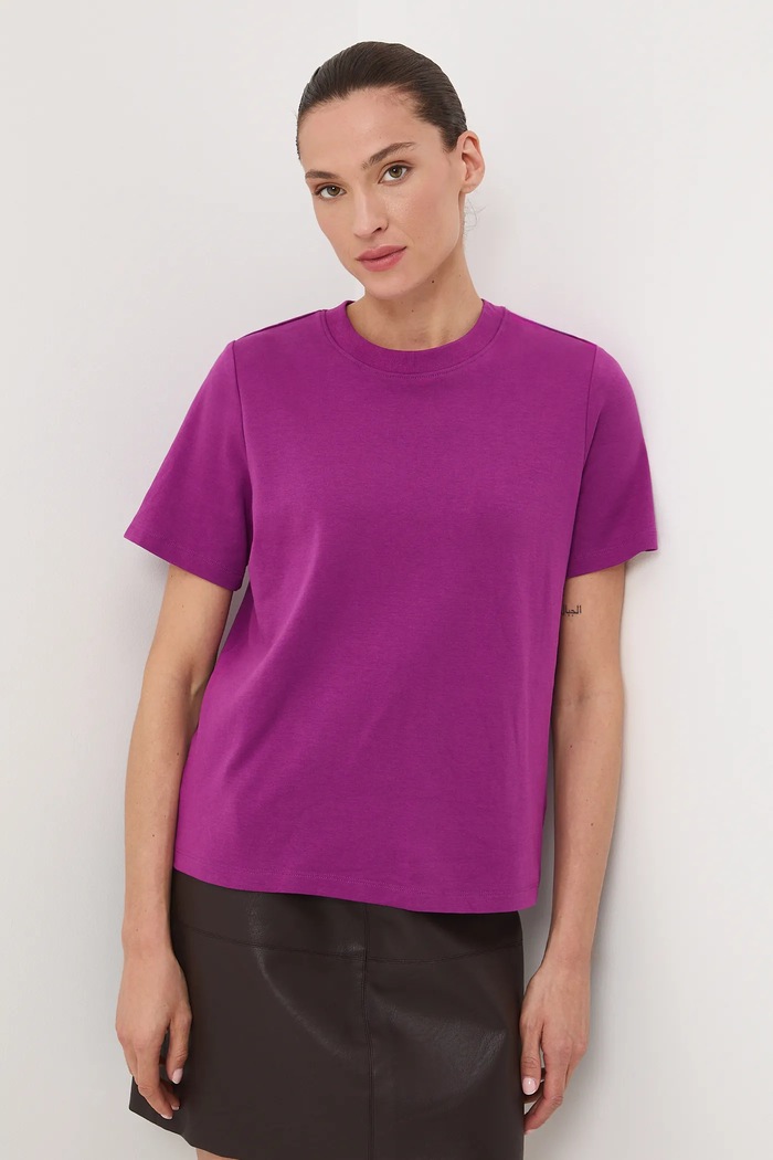 Odzież T-shirt bawełniany damski interlock gładki RW25-TSD041 fioletowy