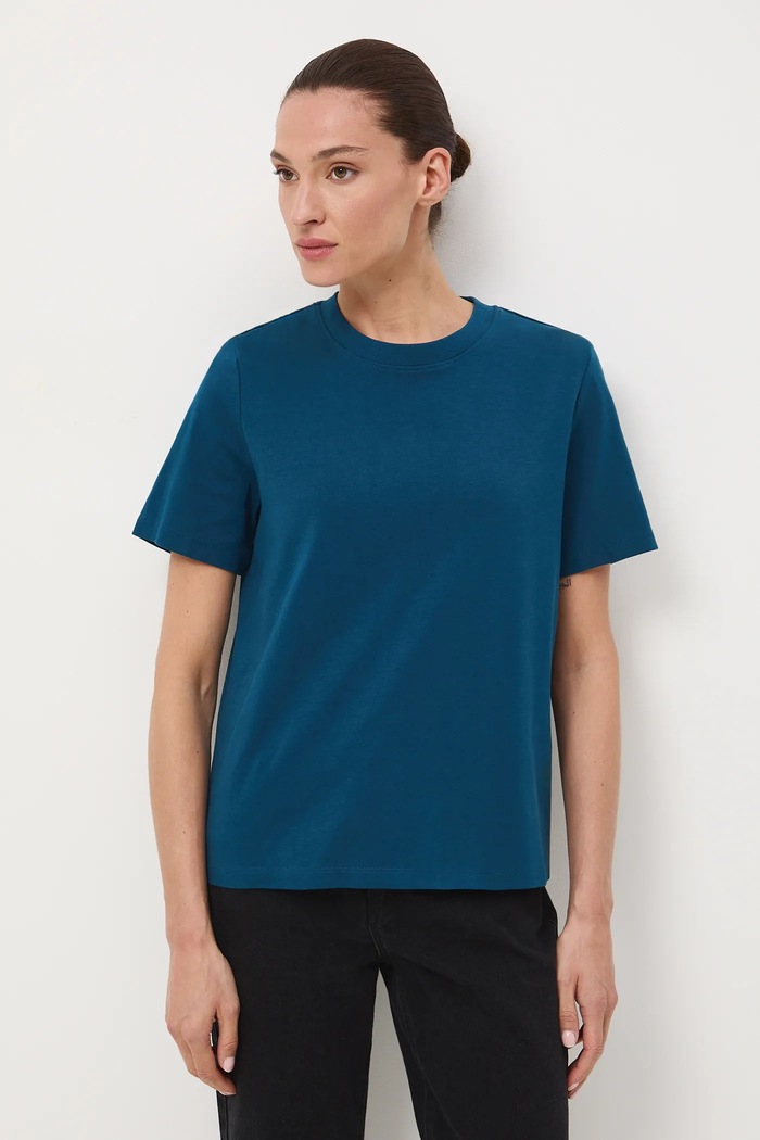 T-shirt bawełniany damski interlock gładki turkusowy RW25-TSD041