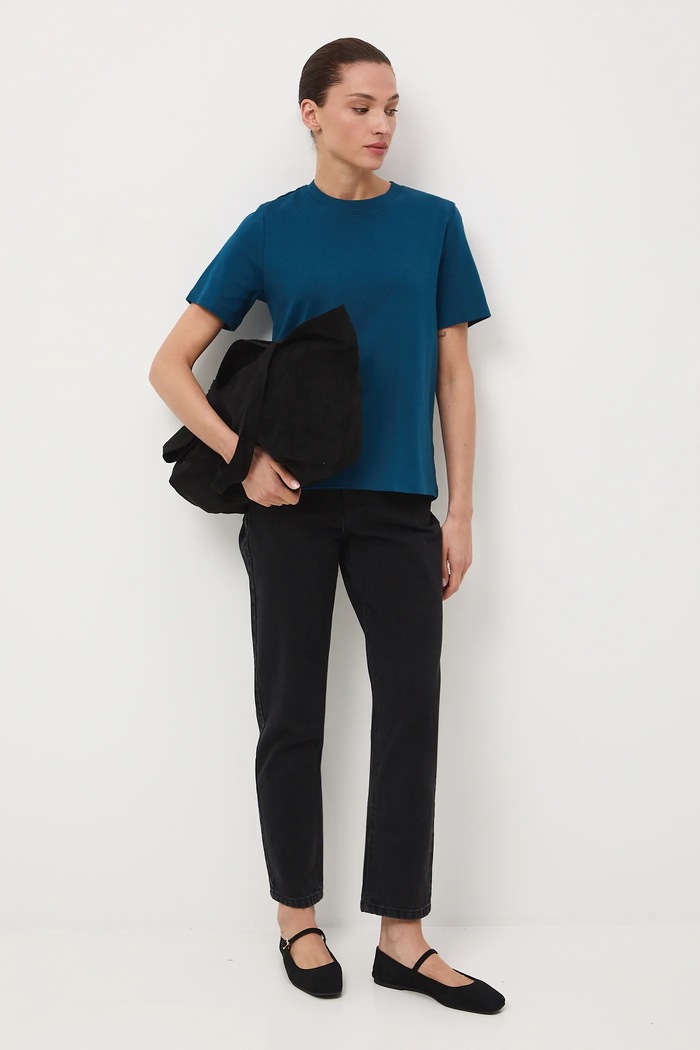 T-shirt bawełniany damski interlock gładki RW25-TSD041 turkusowy RW25