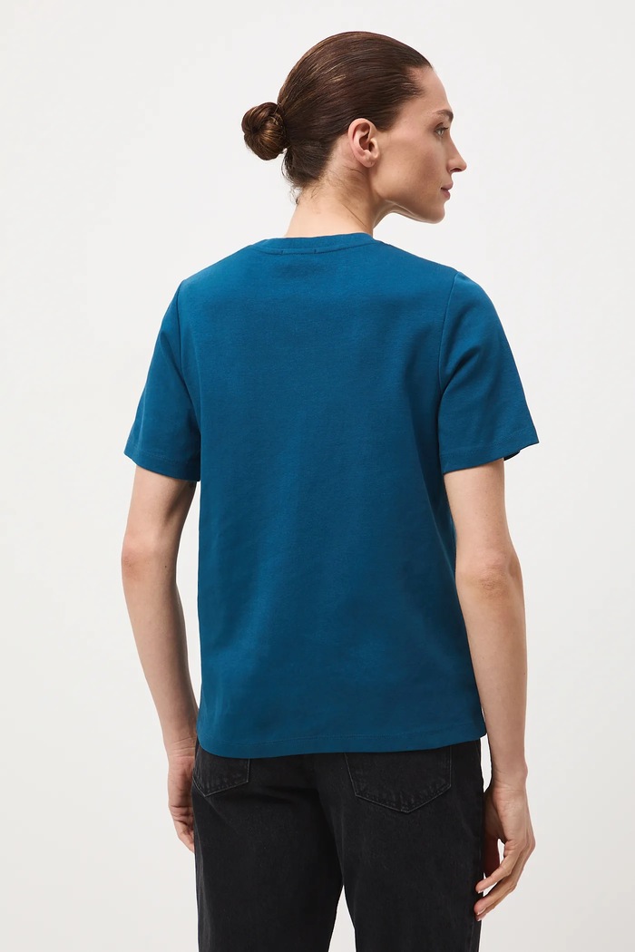 Odzież T-shirt bawełniany damski interlock gładki RW25-TSD041 turkusowy