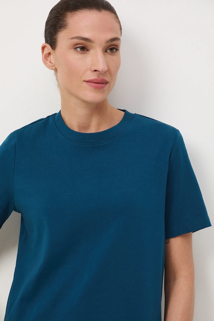 T-shirt bawełniany damski interlock gładki RW25-TSD041 turkusowy