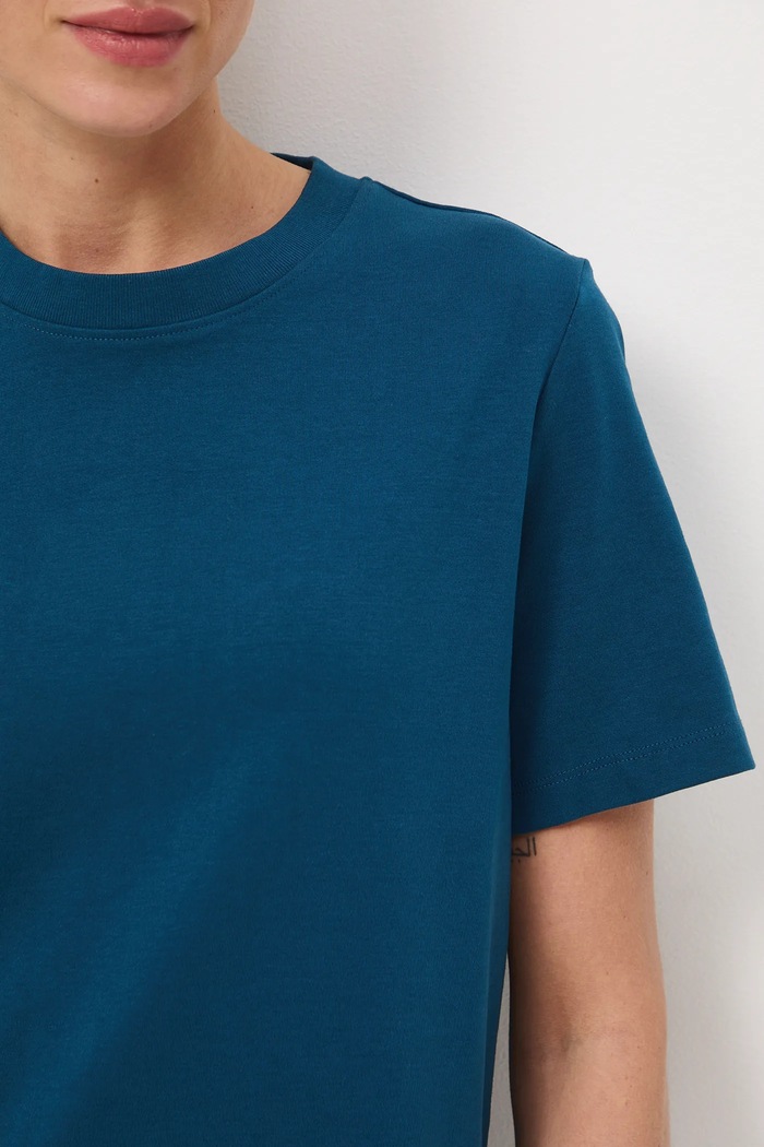 T-shirt bawełniany damski interlock gładki turkusowy RW25-TSD041
