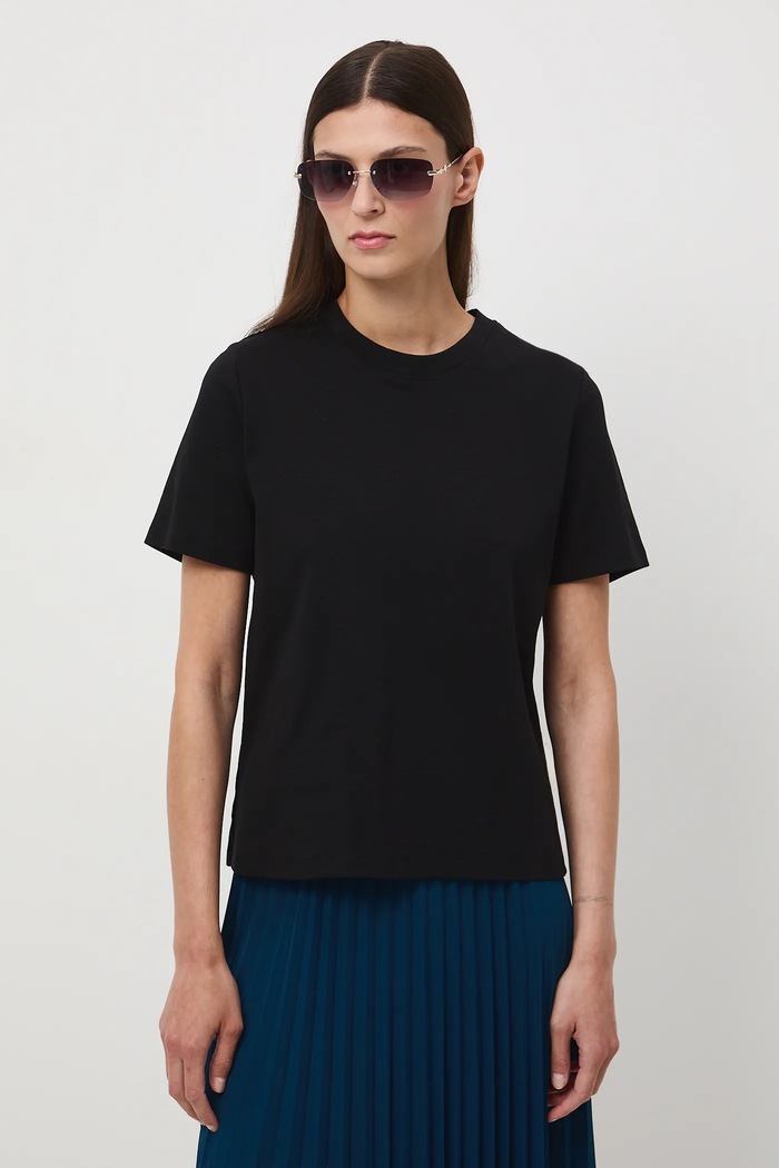 T-shirt bawełniany damski interlock gładki bawełna czarny RW25-TSD041