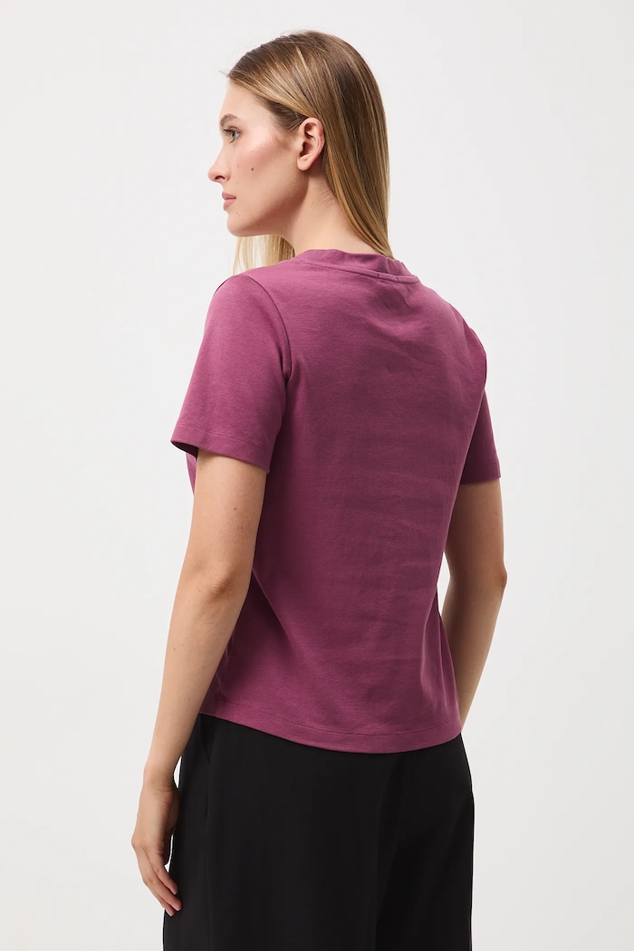 Odzież T-shirt bawełniany damski interlock gładki RW25-TSD055 fioletowy