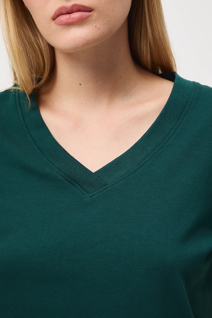 T-shirt bawełniany damski interlock gładki RW25-TSD055 zielony