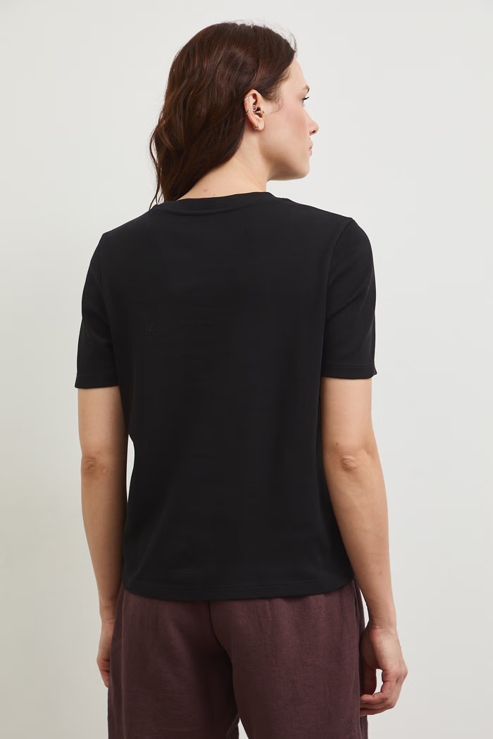 Odzież T-shirt bawełniany damski z elastanem interlock RW25-TSD102 czarny