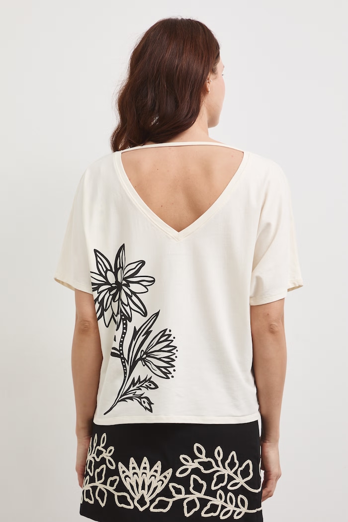 Odzież T-shirt damski z modalem z nadrukiem RW25-TSD108 beżowy