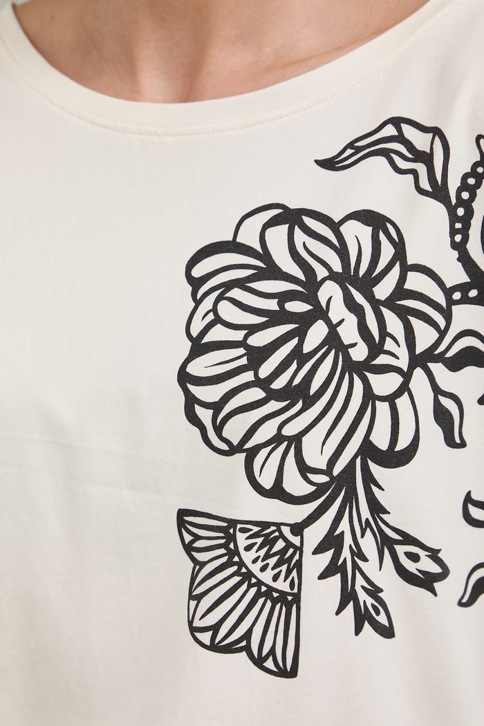 T-shirt damski z modalem z nadrukiem RW25-TSD108 beżowy