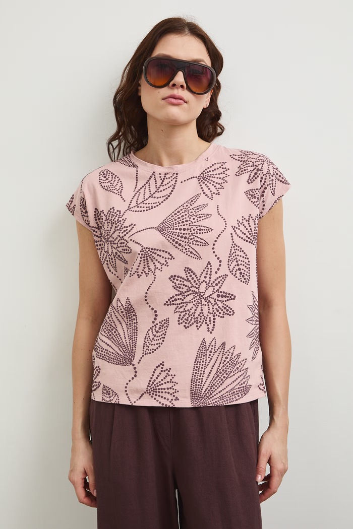 Odzież T-shirt bawełniany damski z wycięciem na plecach RW25-TSD109 różowy