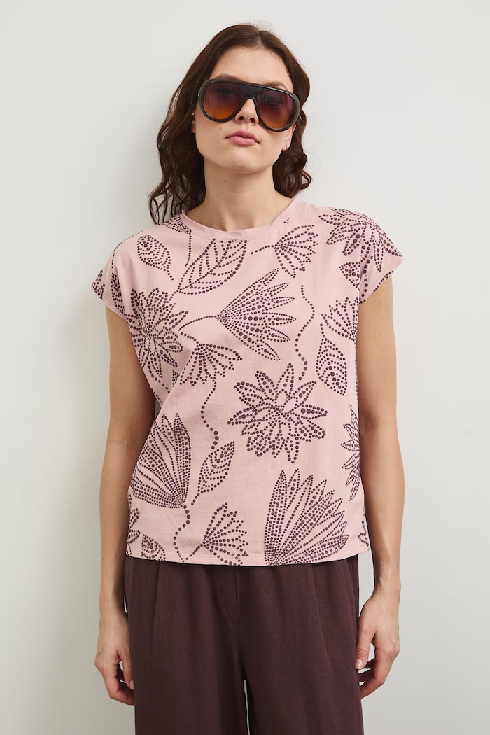 Odzież T-shirt bawełniany damski z wycięciem na plecach RW25-TSD109 różowy