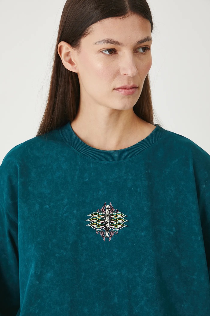 T-shirt bawełniany damski z kolekcji Lands of Legends – Shangri-La RW25-TSD256 turkusowy