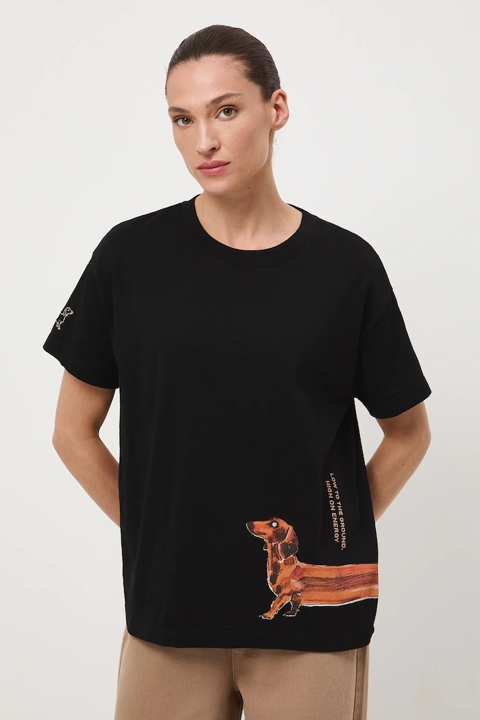 Odzież T-shirt bawełniany damski z okazji Dnia Psa – Zofia Różycka x Medicine RW25-TSD452 czarny
