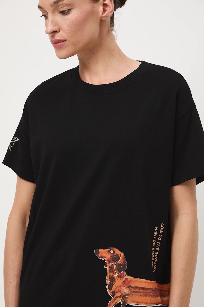 T-shirt bawełniany damski z okazji Dnia Psa – Zofia Różycka x Medicine RW25-TSD452 czarny