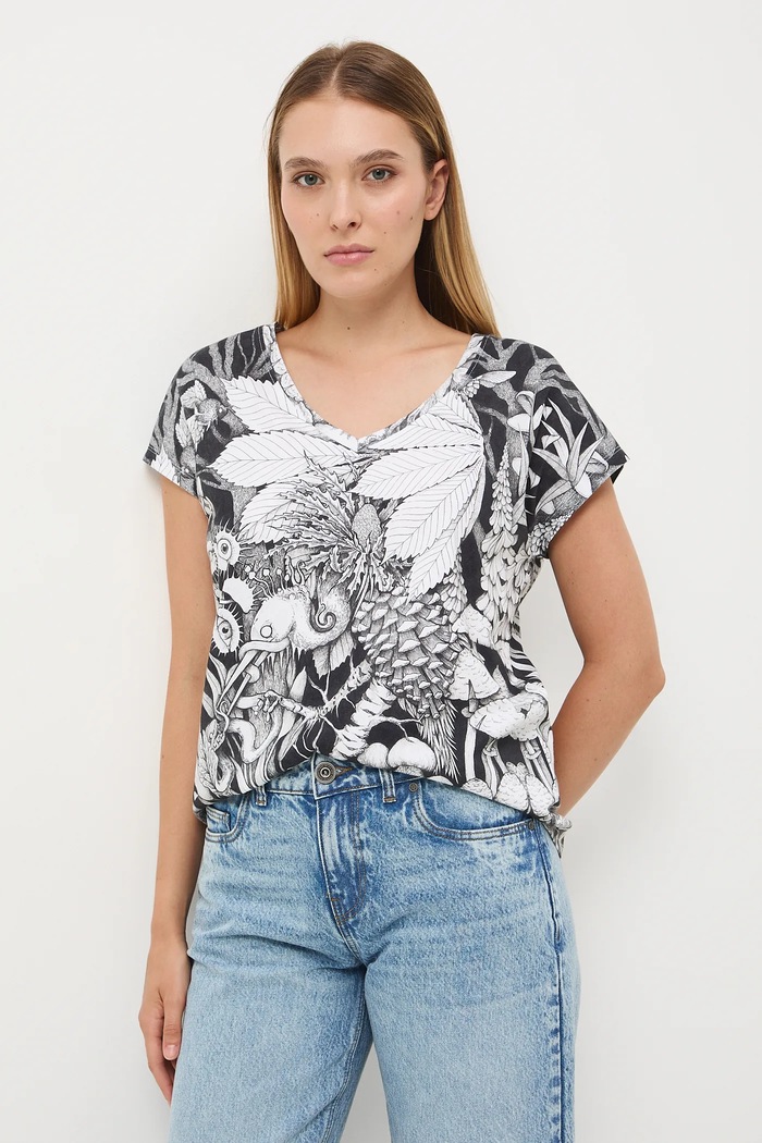 T-shirt bawełniany damski z kolekcji Tajemniczy Świat Medicine RW25-TSD552 multicolor