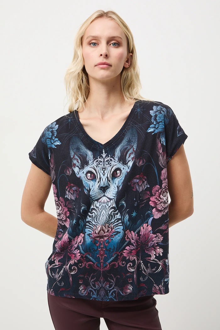 Medicine tricou din bumbac cu modele negru RW25-TSD702