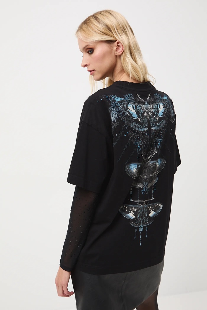 Medicine tricou din bumbac print negru RW25-TSD706