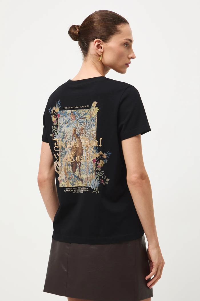 T-shirt damski z kolekcji Zamek Królewski na Wawelu x Medicine okrągły czarny RW25-TSD854