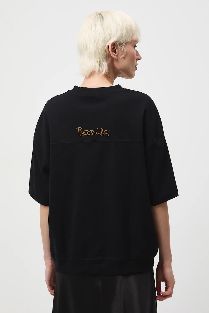 T-shirt bawełniany damski z kolekcji Zdzisław Beksiński x Medicine czarny RW25-TSDA54