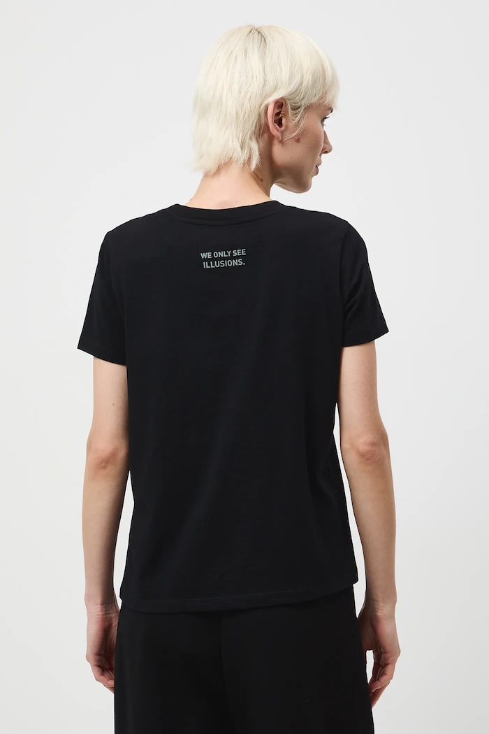 T-shirt bawełniany damski z elastanem z kolekcji Zdzisław Beksiński x Medicine czarny RW25-TSDA61