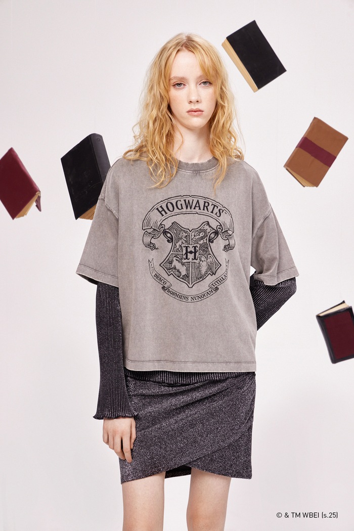 T-shirt bawełniany damski z kolekcji Harry Potter RW25-TSDB50 szary RW25