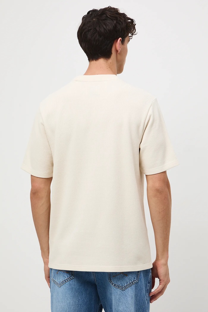 Odzież T-shirt męski z fakturą RW25-TSM040 beżowy