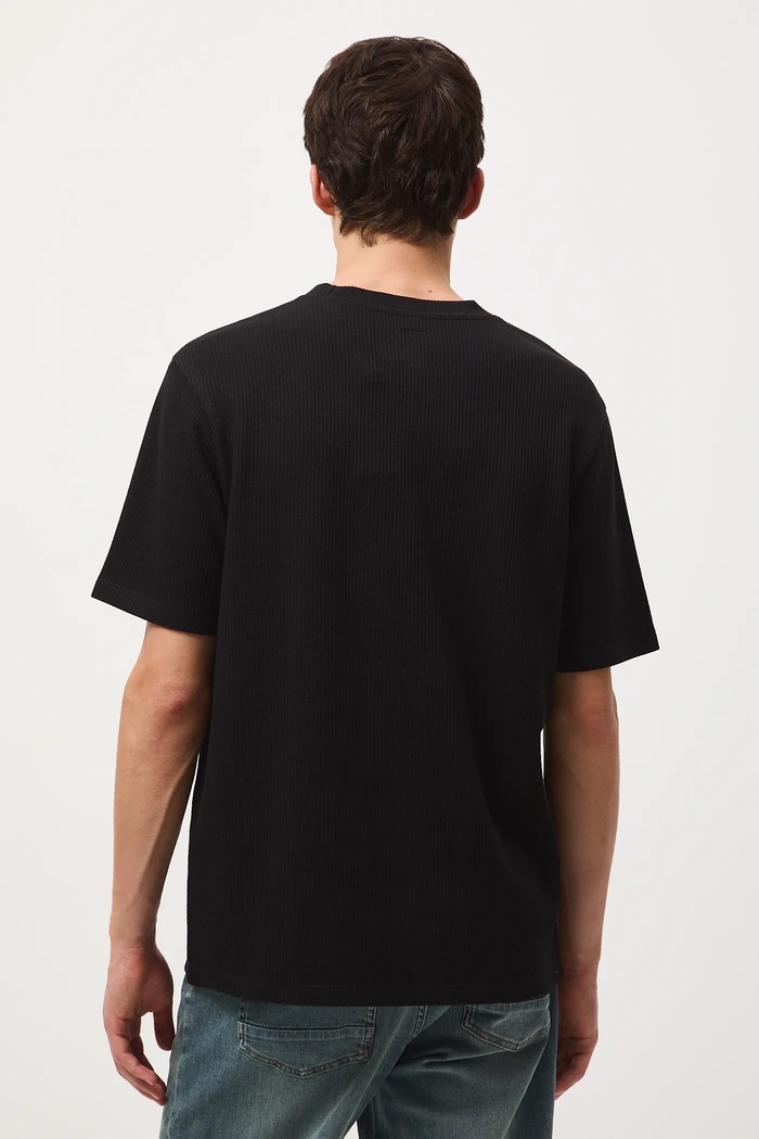 Odzież T-shirt męski z fakturą RW25-TSM040 czarny