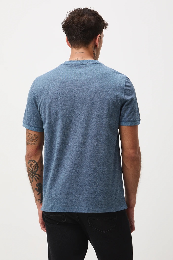 Odzież T-shirt bawełniany męski z elastanem z dzianiny strukturalnej RW25-TSM056 niebieski