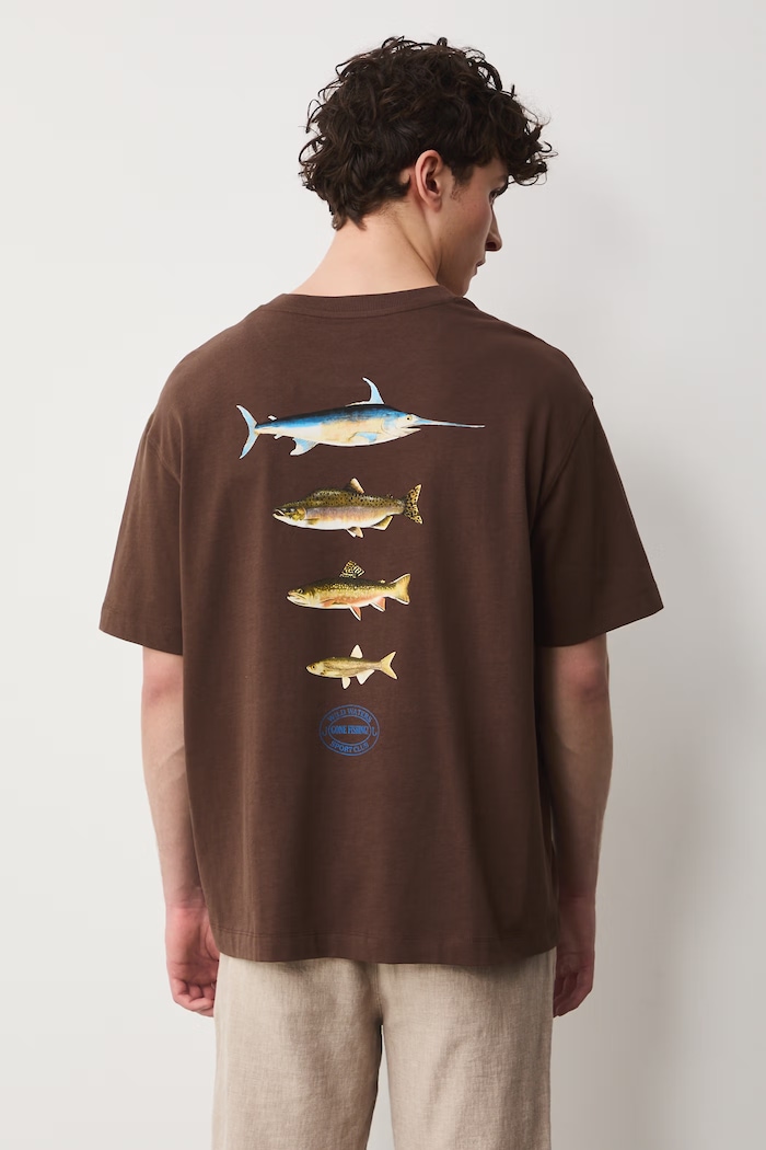 Odzież T-shirt bawełniany męski z nadrukami RW25-TSM101 brązowy