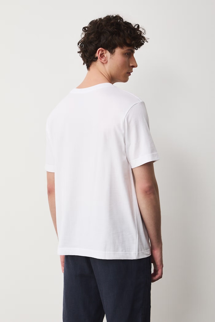 Odzież T-shirt bawełniany męski z nadrukiem i haftem RW25-TSM106 biały
