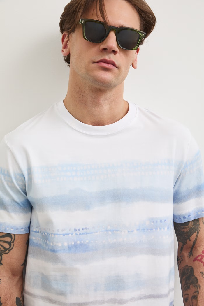 T-shirt bawełniany męski z elastanem wzorzysty RW25-TSM110 multicolor