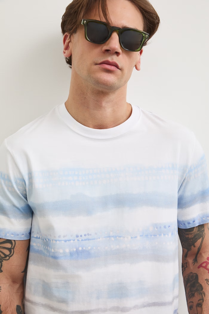 T-shirt bawełniany męski z elastanem wzorzysty RW25-TSM110 multicolor