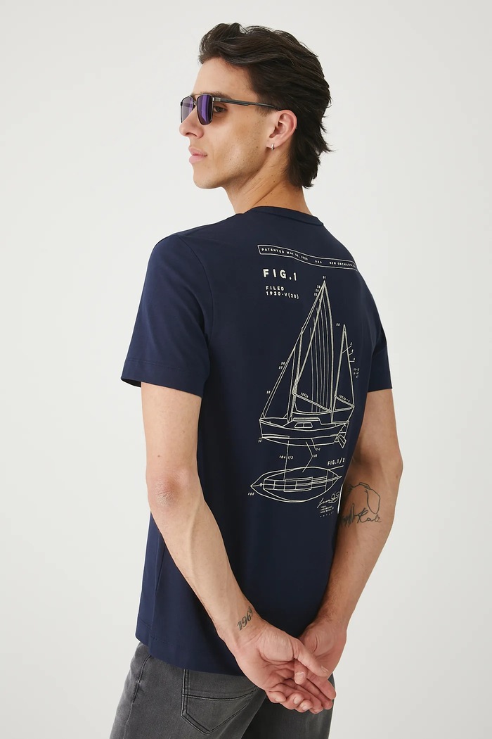 Medicine t-shirt férfi pamut elasztánnal sötétkék RW25-TSM112