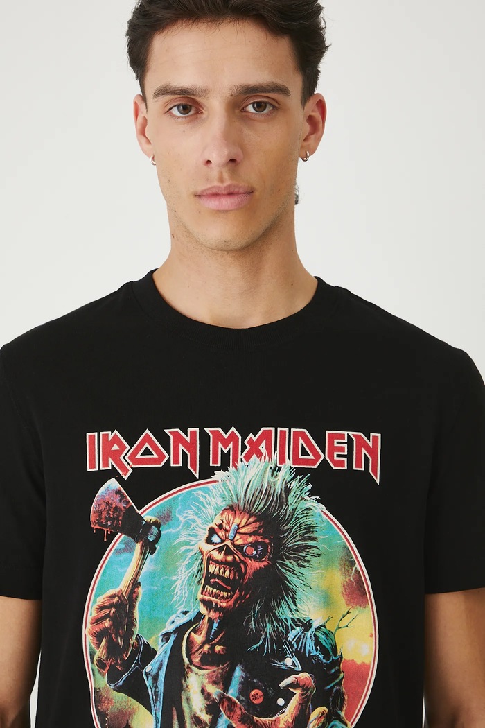 Bavlněné tričko pánské Iron Maiden černá RW25-TSM172