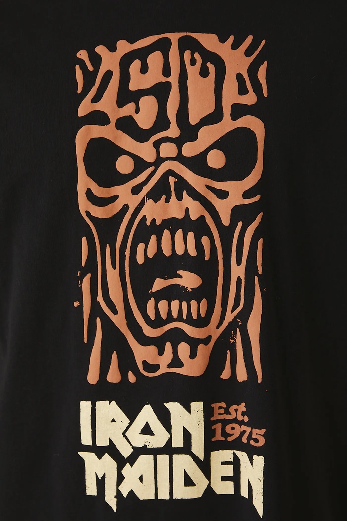 T-shirt bawełniany męski Iron Maiden RW25-TSM173 czarny