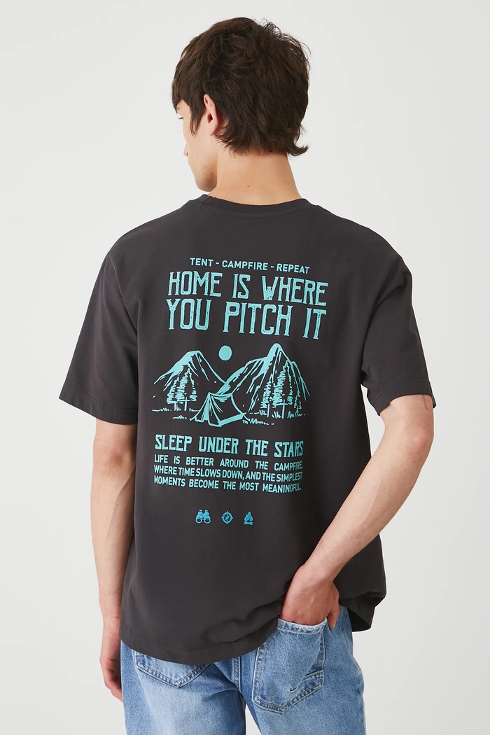 Odzież T-shirt bawełniany męski z nadrukiem RW25-TSM204 szary