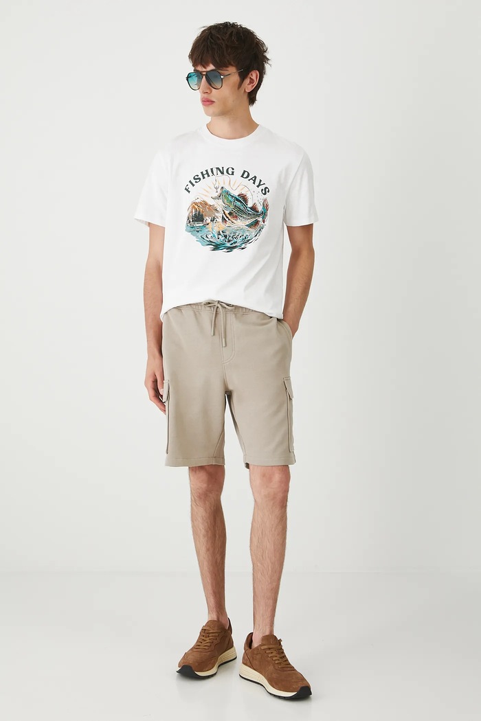 T-shirt bawełniany męski z nadrukiem RW25-TSM207 biały RW25