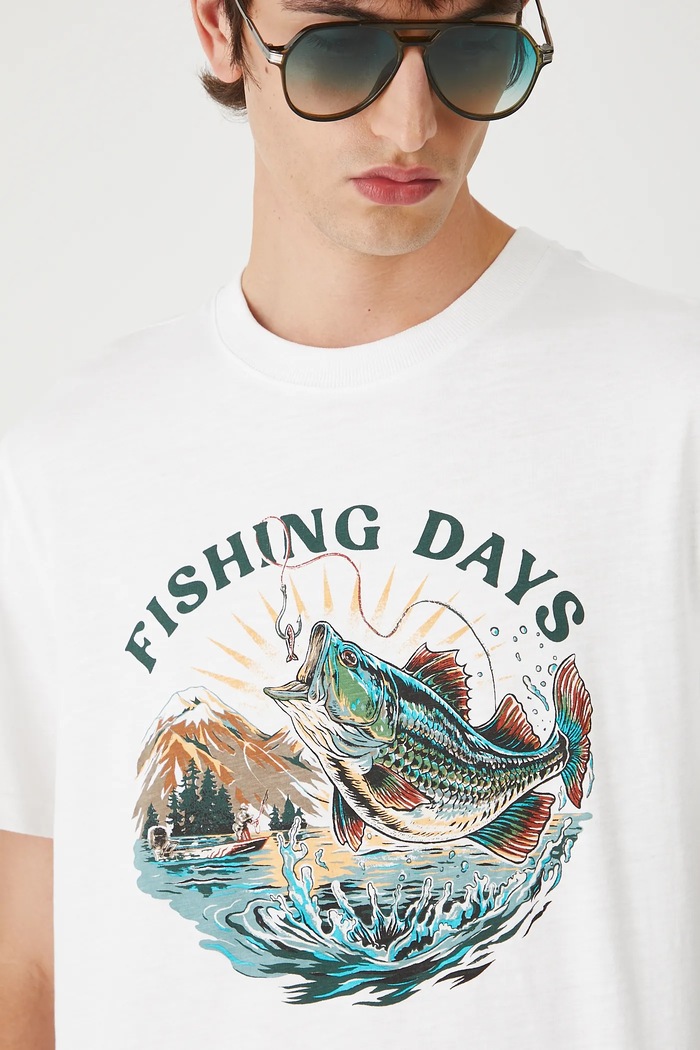 T-shirt bawełniany męski z nadrukiem RW25-TSM207 biały