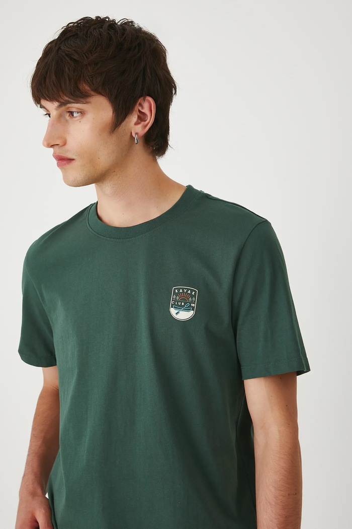 T-shirt bawełniany męski z nadrukami zielony RW25-TSM212