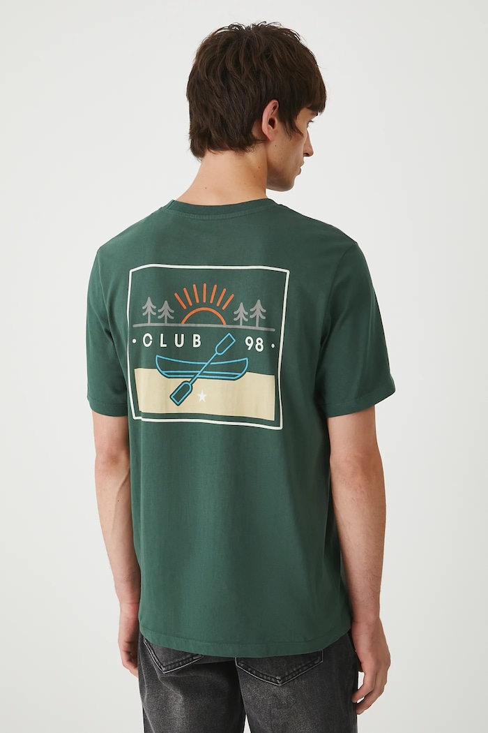 Odzież T-shirt bawełniany męski z nadrukami RW25-TSM212 zielony