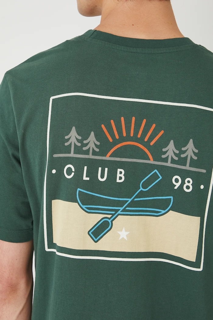T-shirt bawełniany męski z nadrukami zielony RW25-TSM212