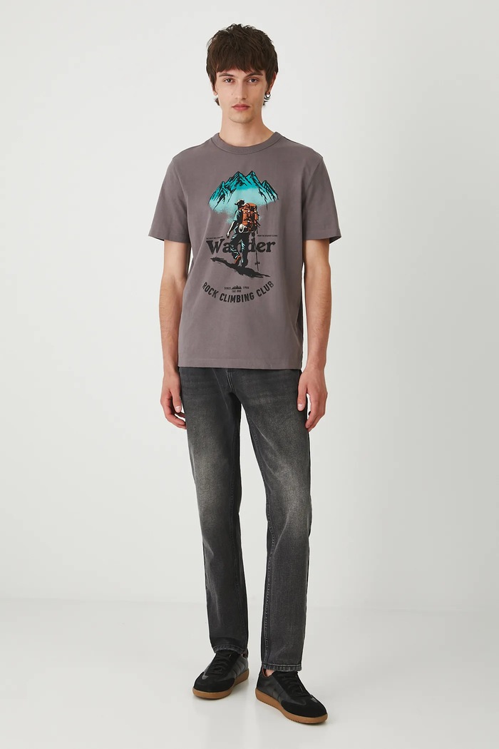 T-shirt bawełniany męski z nadrukiem RW25-TSM213 brązowy RW25