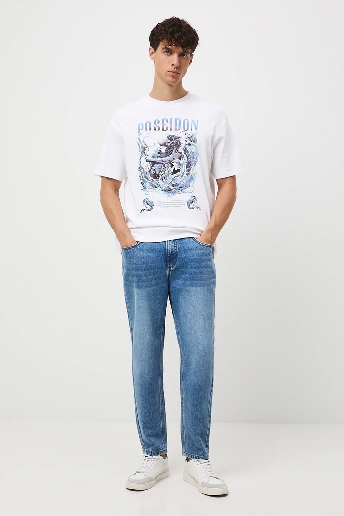T-shirt bawełniany męski interlock z nadrukiem RW25-TSM302 biały RW25