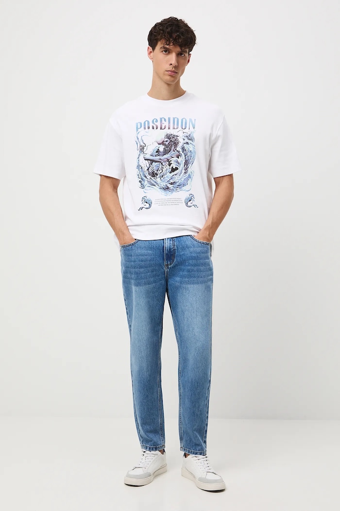 T-shirt bawełniany męski interlock z nadrukiem RW25-TSM302 biały RW25