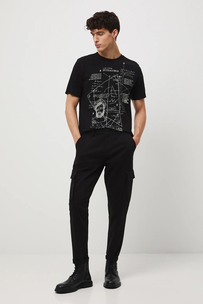 Odzież T-shirt bawełniany męski z kolekcji Science – Words of Wisdom RW25-TSM358 czarny