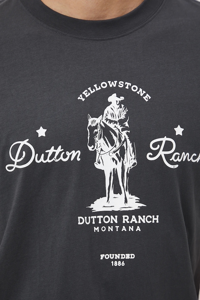 T-shirt bawełniany męski Yellowstone RW25-TSM470 szary